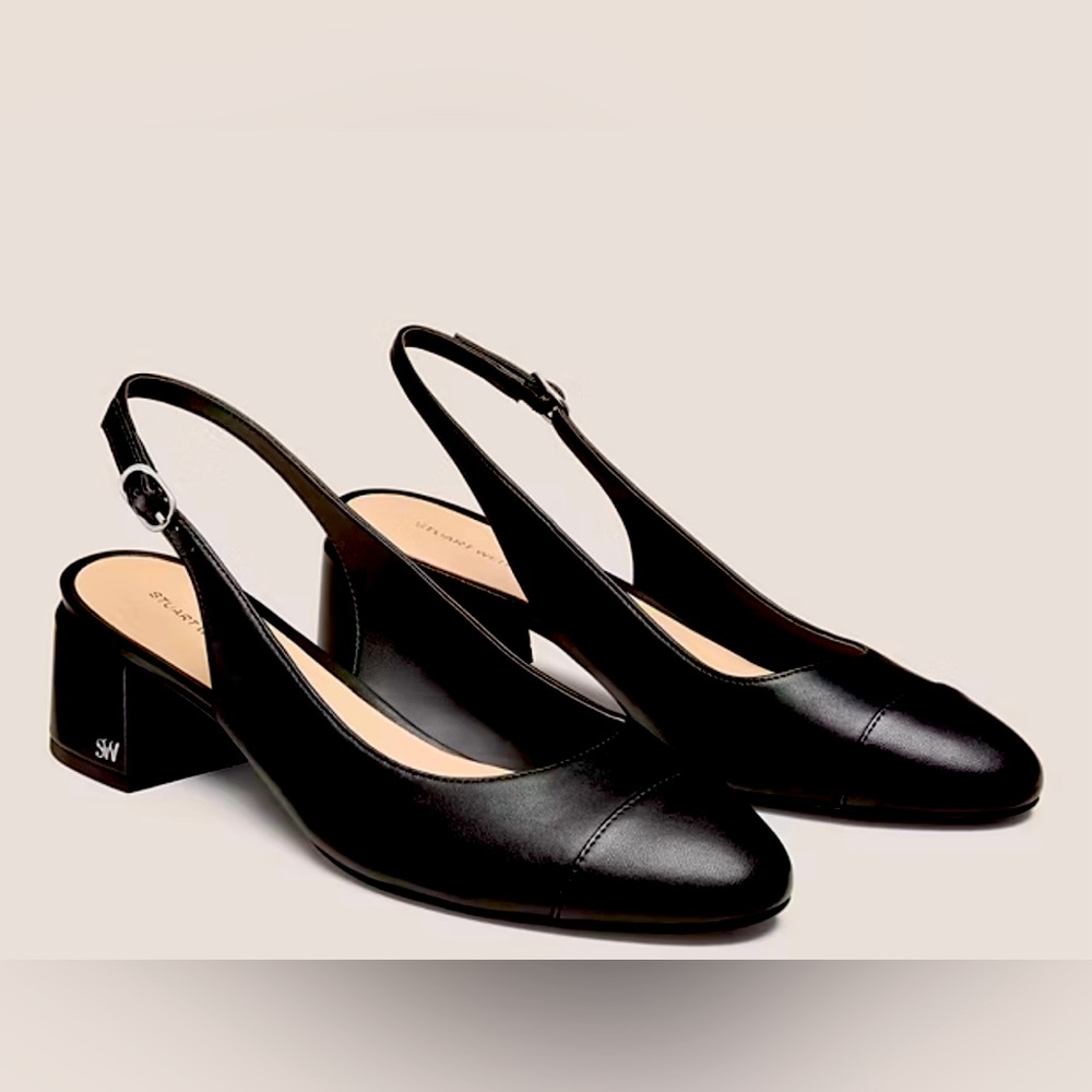 Stuart Weitzman Gabby Black Slingback Heels